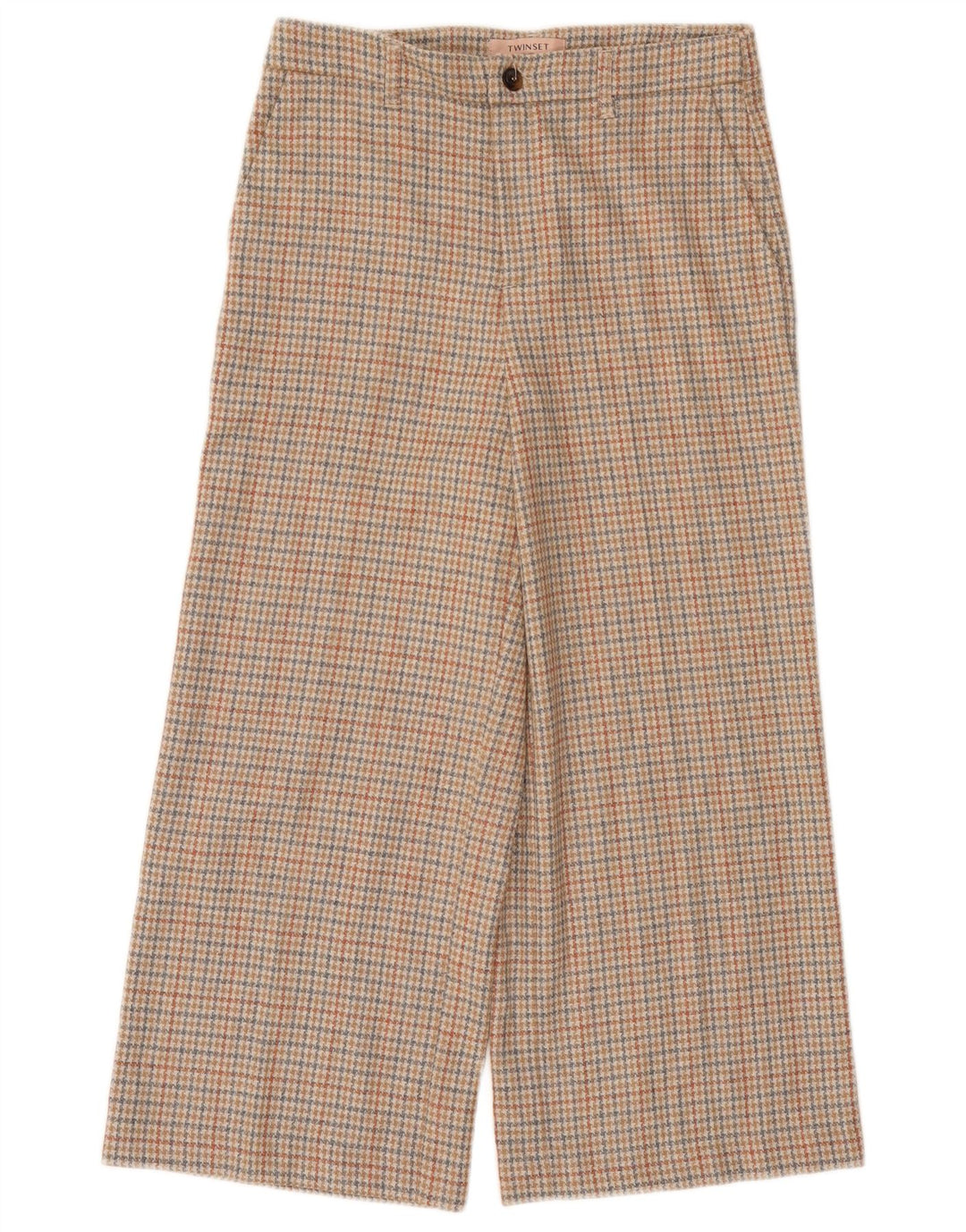 Calça feminina Twinset Milano cortada IT 44 médio W30 L23 bege