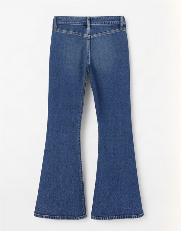Jeans feminino Hollister Super Low Flared US 00 2XS W23 L31 Azul Algodão