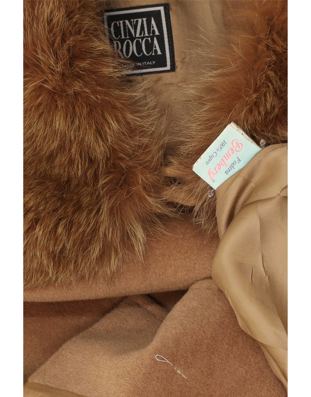Sobretudo feminino Cinzia Rocca oversized UK 18 XL lã marrom