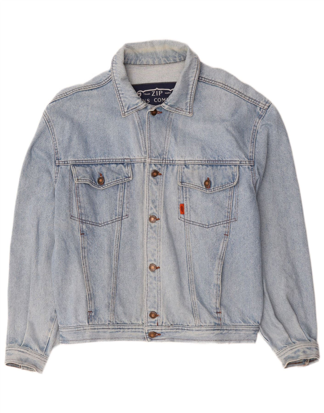 Jaqueta jeans masculina Zip UK 40 grande azul