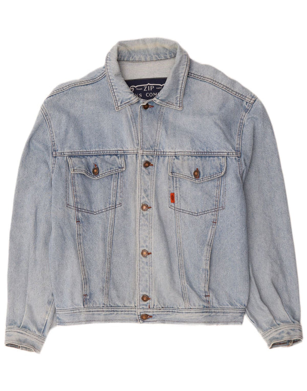Jaqueta jeans masculina Zip UK 40 grande azul