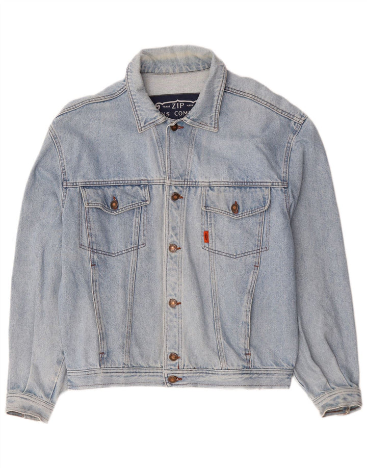 Jaqueta jeans masculina Zip UK 40 grande azul