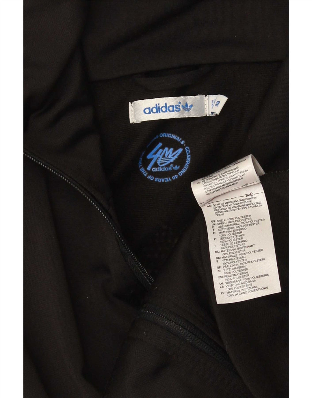 Adidas Womens Graphic Tracksuit Top Jacket IT 38 XS Poliéster Preto