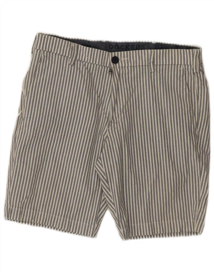 Dockers Mens Chino Shorts W32 Grande Algodão Listrado Cinza