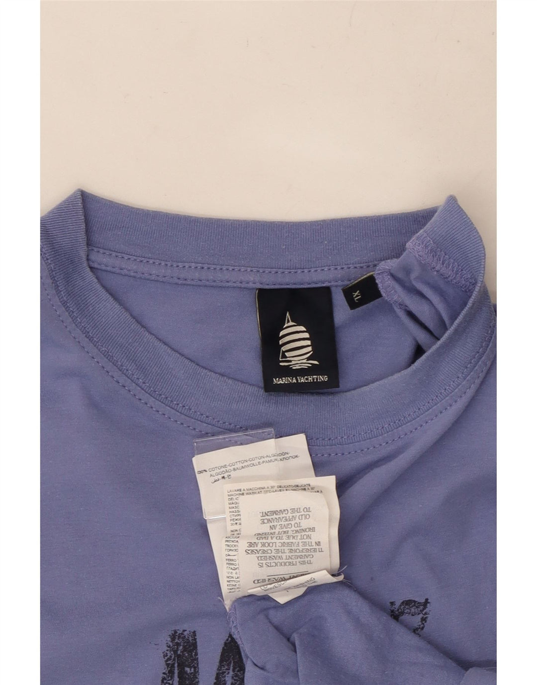 MARINA YACHTING Camiseta masculina gráfica Top XL algodão azul