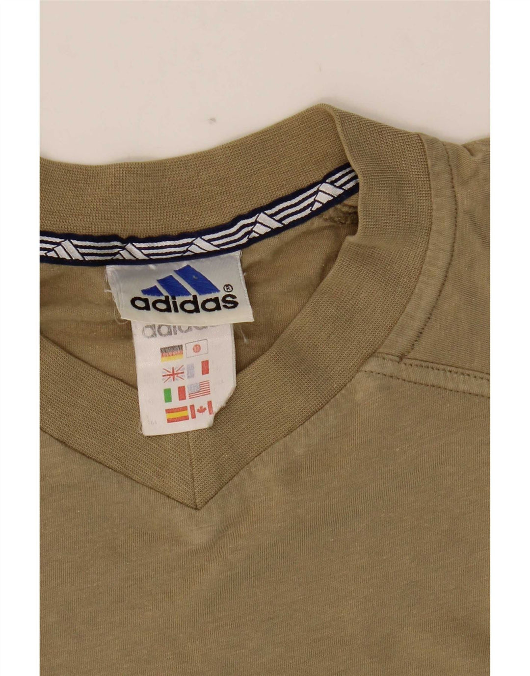 Adidas Mens Camiseta Top Médio Algodão Cáqui