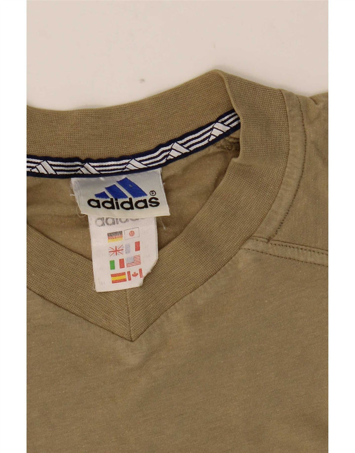Adidas Mens Camiseta Top Médio Algodão Cáqui
