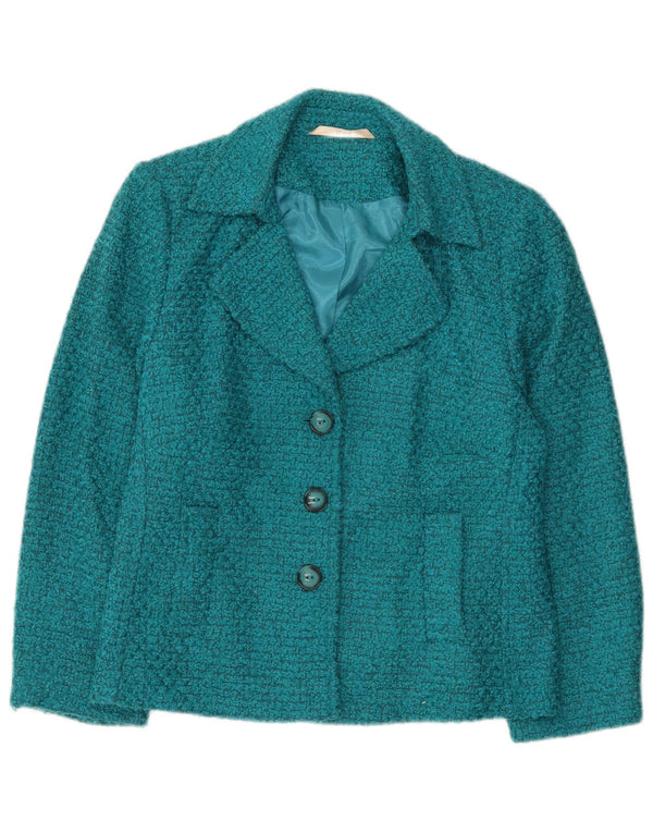 Libra Womens 3 Button Blazer Jacket UK 18 XL Turquesa Acrílico