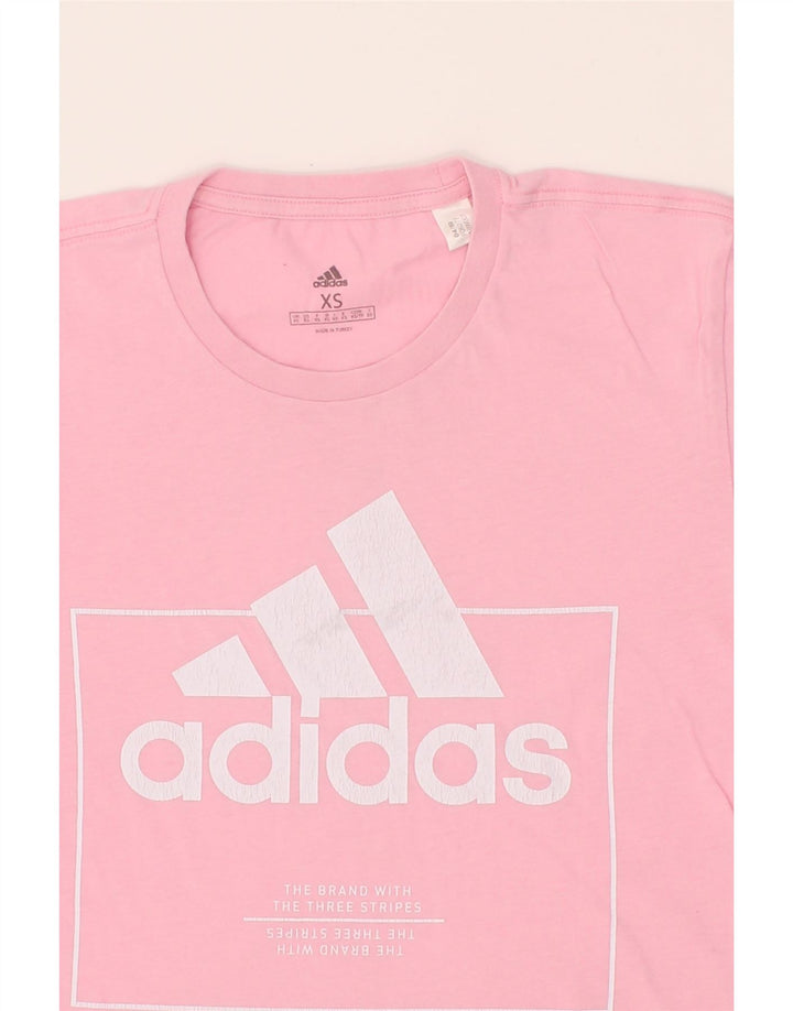 ADIDAS Mens Graphic T-Shirt Top XS Pink Cotton Vintage Adidas and Second-Hand Adidas from Messina Hembry 