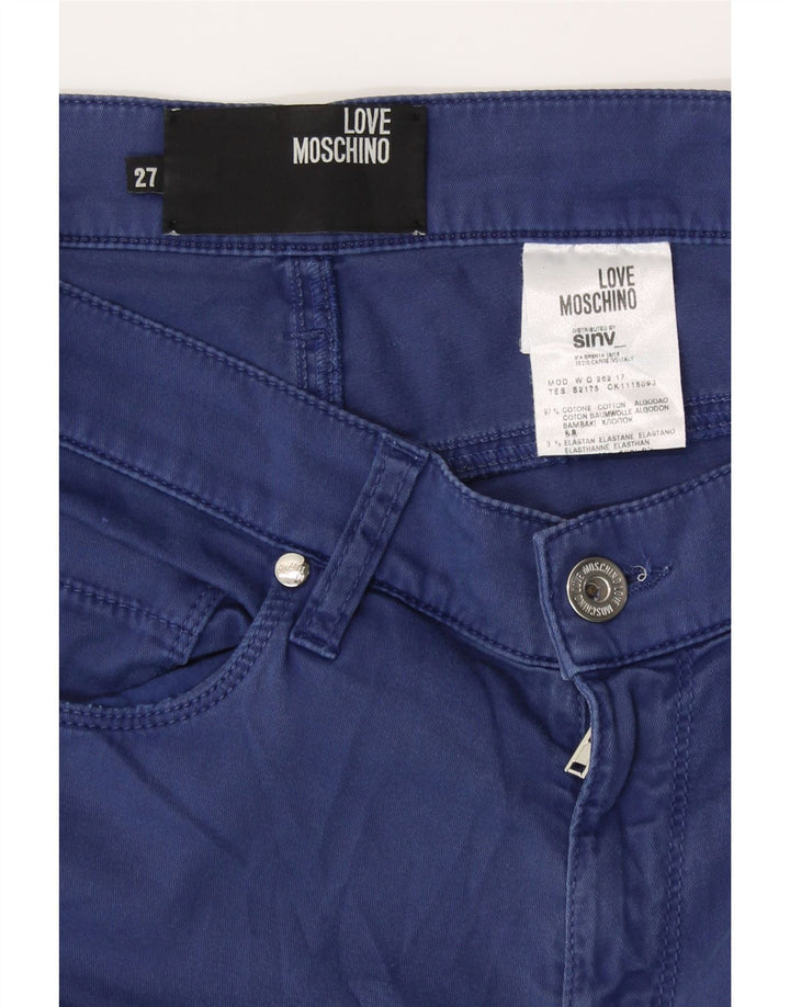 Calça casual justa feminina MOSCHINO W27 L29 algodão azul