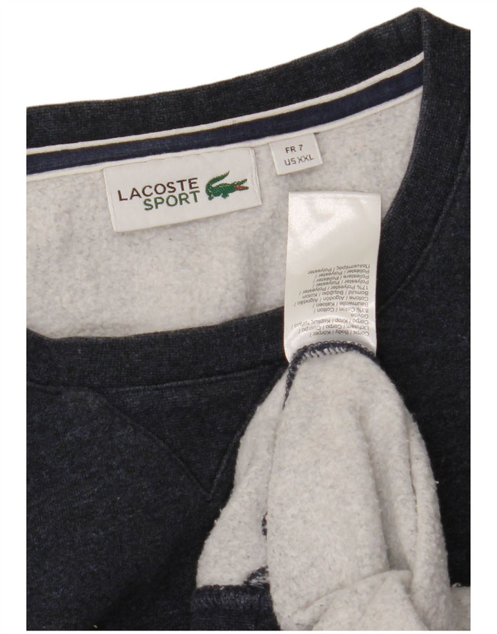 Lacoste moletom masculino jumper tamanho 7 2XL algodão azul marinho