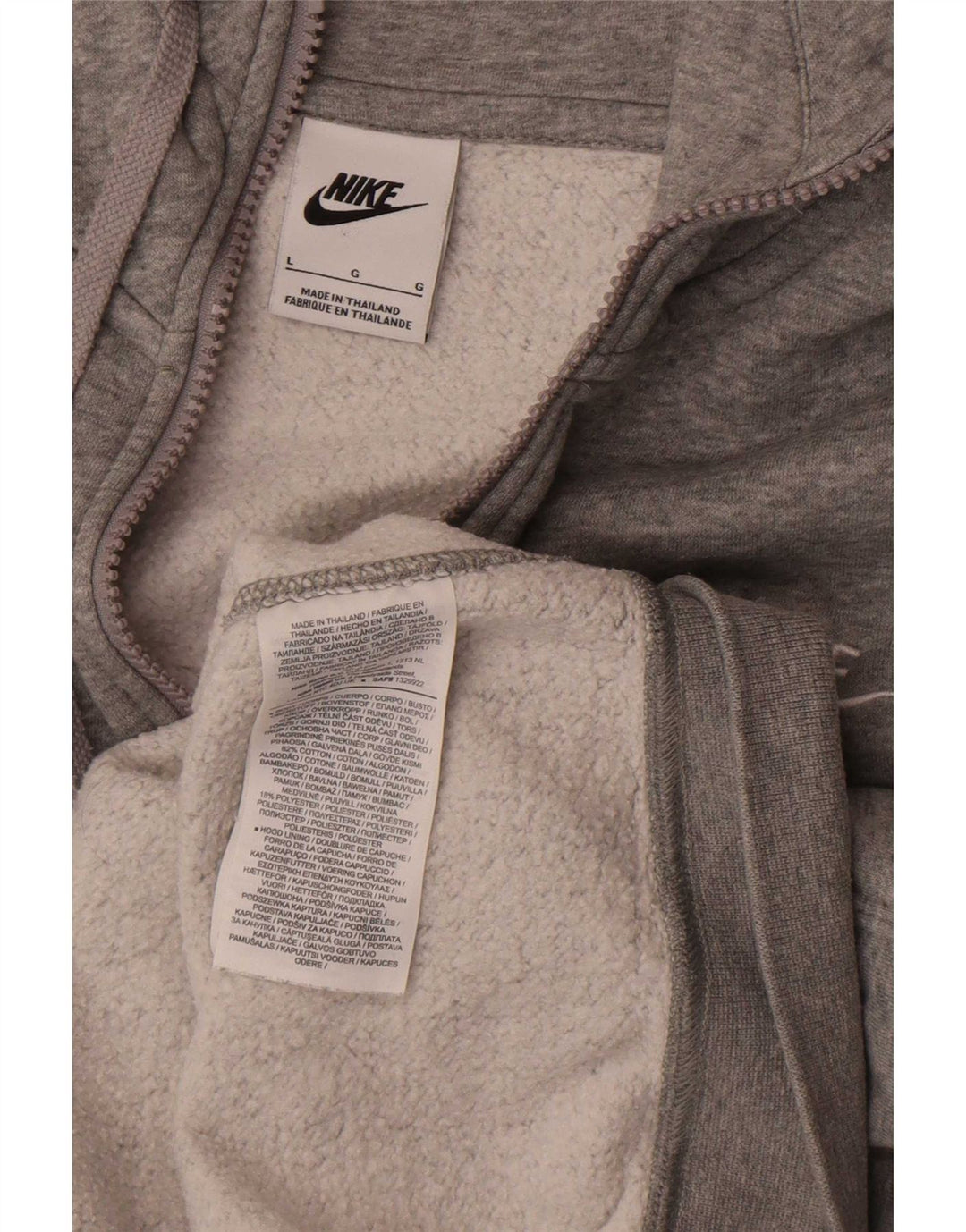 Suéter masculino Nike Regular Fit com capuz e zíper grande algodão cinza
