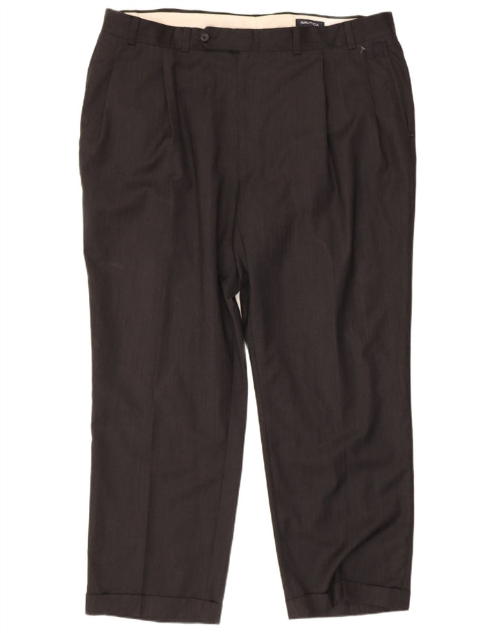 Calça feminina NAUTICA com pegged terno W42 L29 lã preta