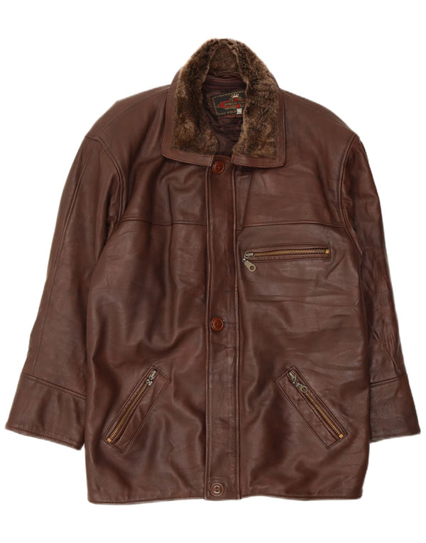 Jaqueta de couro masculina vintage UK 44 2XL couro marrom