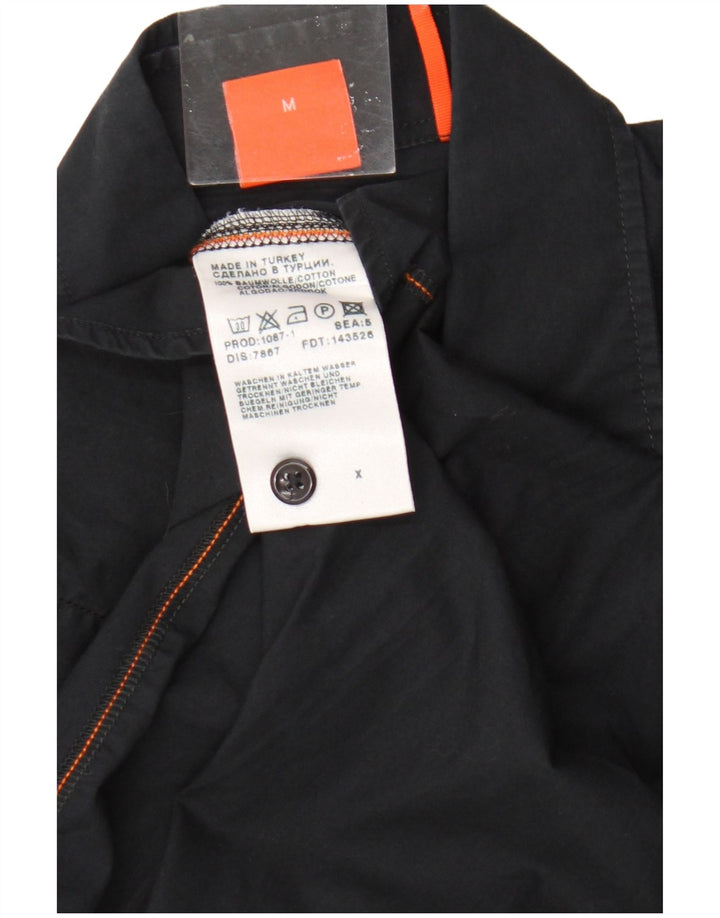 Camisa masculina Hugo Boss de algodão preto médio