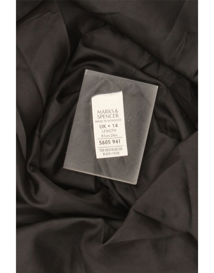 Saia feminina Marks & Spencer UK 14 grande W32 poliéster preto