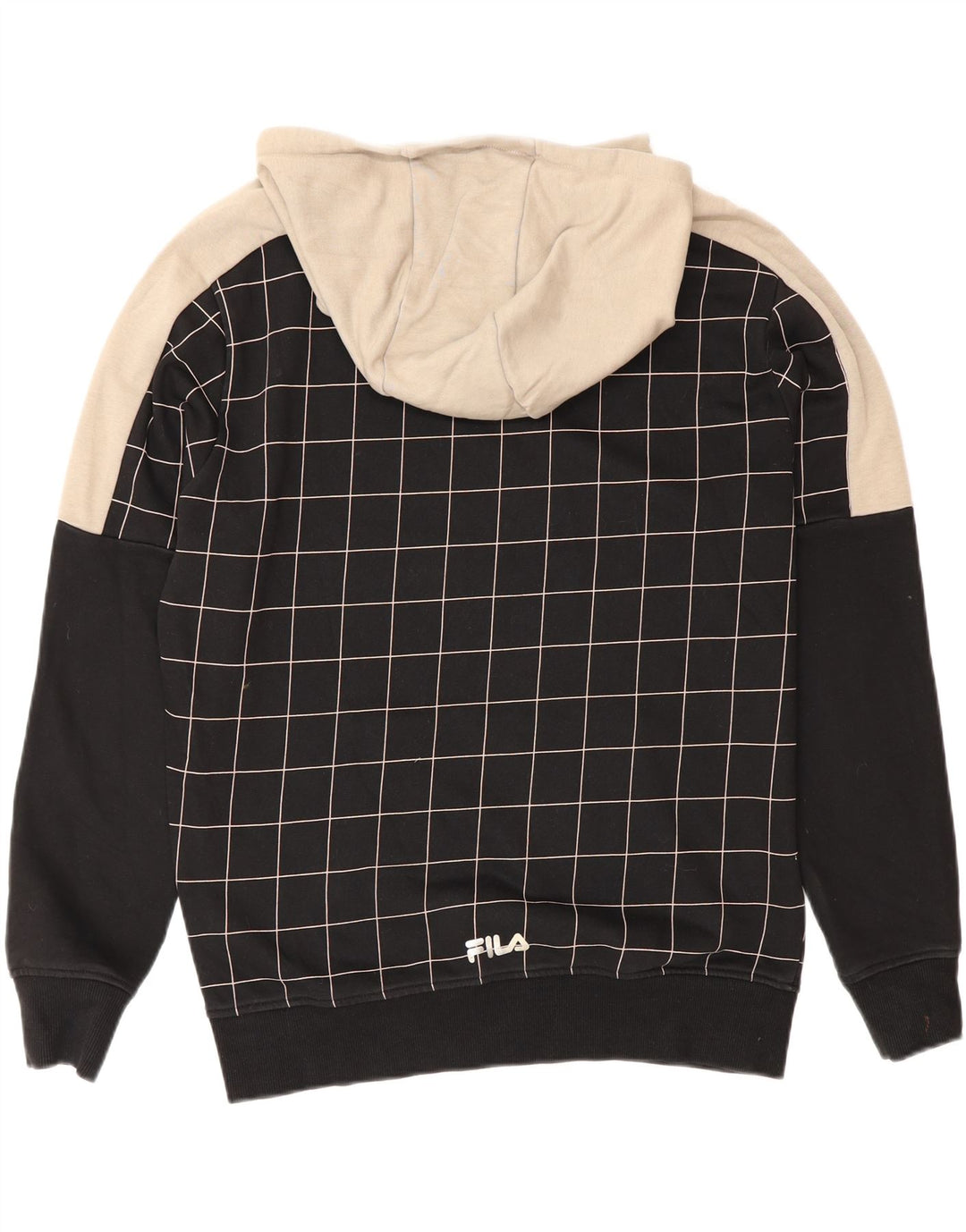 Fila Mens Graphic Hoodie Jumper Pequeno Algodão Xadrez Preto