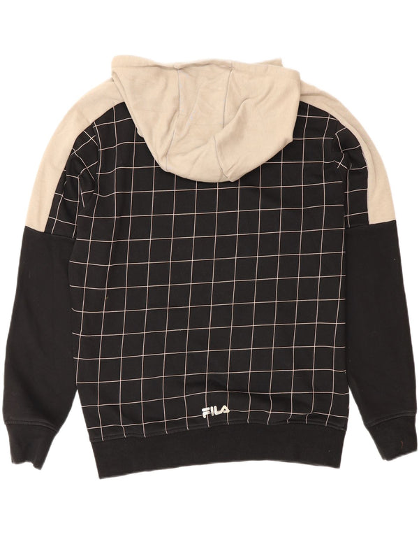 Fila Mens Graphic Hoodie Jumper Pequeno Algodão Xadrez Preto