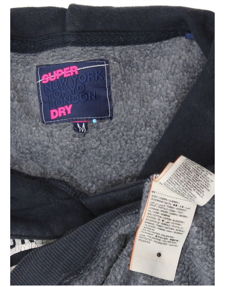 Superdry feminino gráfico oversized moletom com capuz Reino Unido 14 médio azul marinho