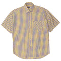 Fila Camisa masculina de manga curta de algodão xadrez amarelo médio