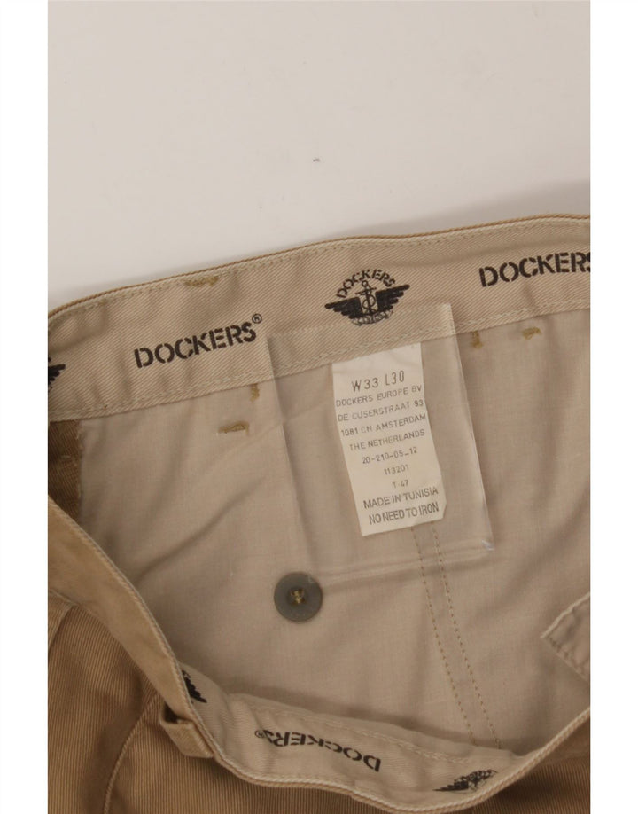 DOCKERS Mens Straight Chino Trousers W33 L30 Beige Vintage Dockers and Second-Hand Dockers from Messina Hembry 