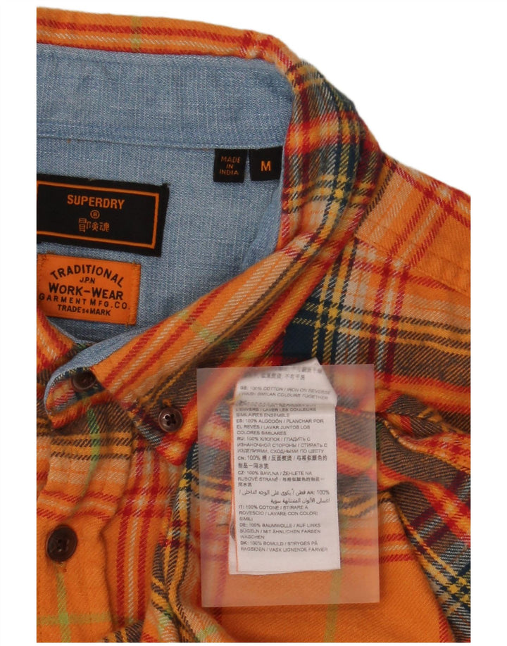 Camisa masculina de flanela Superdry médio laranja algodão xadrez