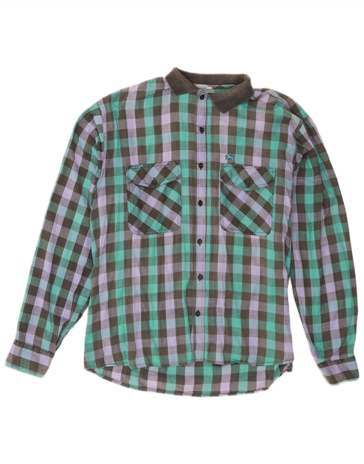 Camisa masculina vintage XL algodão guingão multicolorido