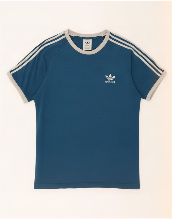 Adidas Mens Camiseta Top Médio Algodão Azul
