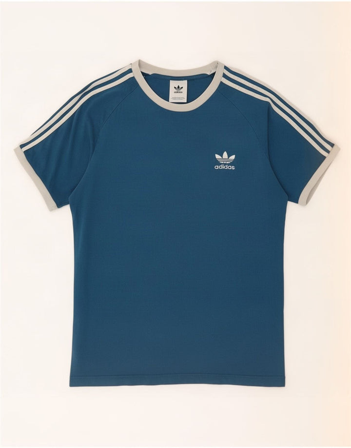 Adidas Mens Camiseta Top Médio Algodão Azul