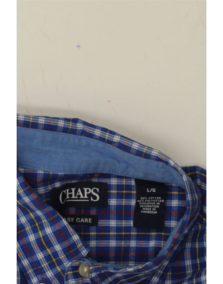 CHAPS Mens Shirt Large Navy Blue Check Cotton Vintage Chaps and Second-Hand Chaps from Messina Hembry 
