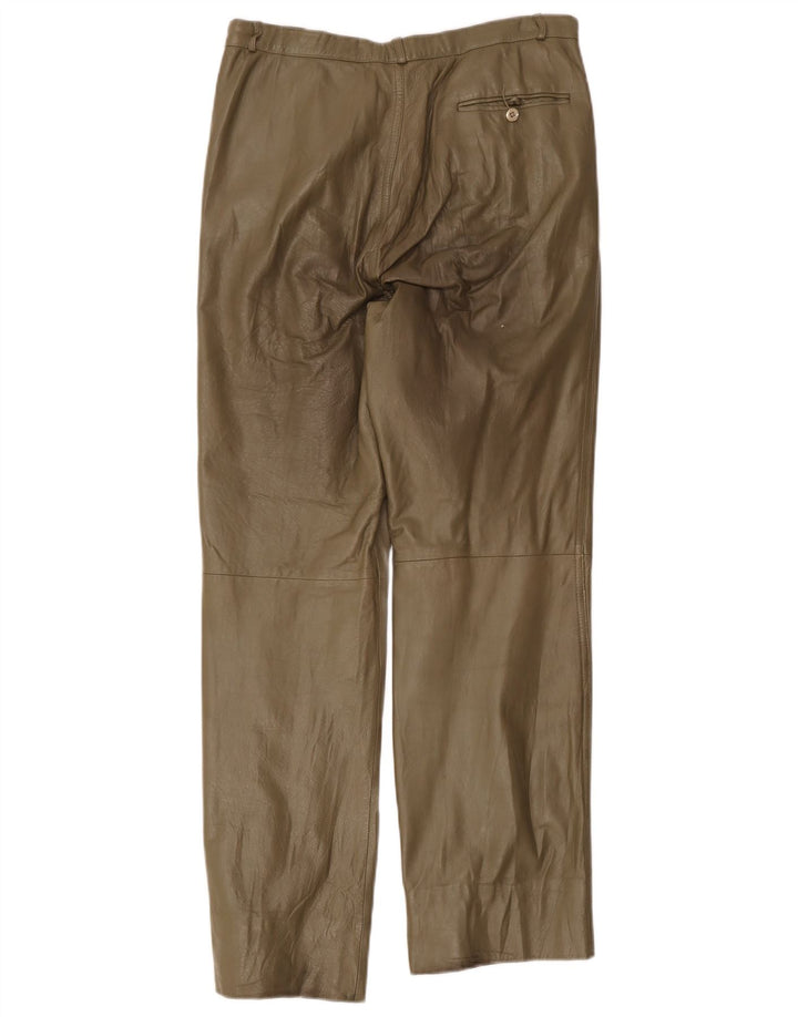 Calça feminina de couro reto Sperry W32 L29 cáqui
