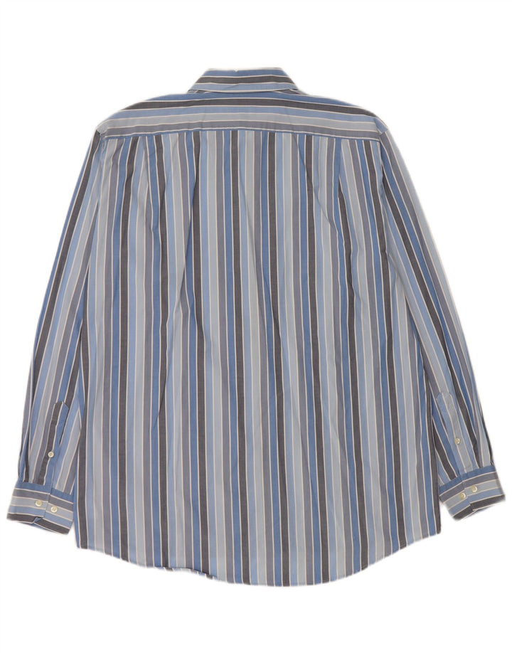 Camisa masculina LACOSTE tamanho 42 grande algodão listrado azul