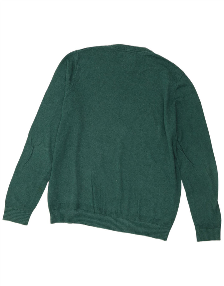 Suéter masculino Fat Face com ajuste regular e gola redonda, algodão verde grande