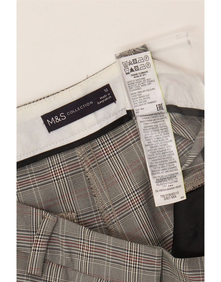 Calça Chino Feminina Marks & Spencer Reino Unido 12 Médio W32 L33 Cinza Houndstooth