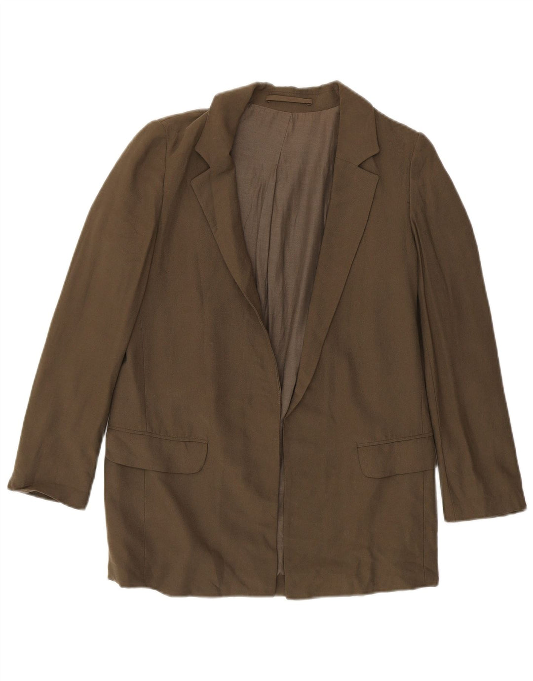 Jaqueta blazer aberta feminina All Saints UK 8 pequena viscose cáqui