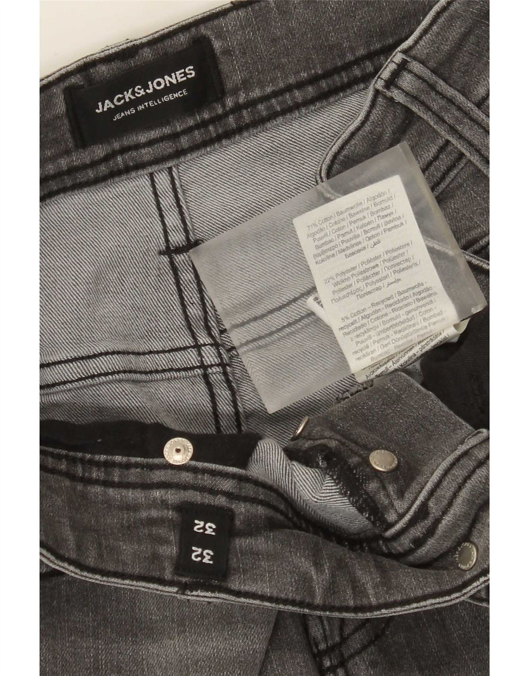 Jeans masculinos Jack & Jones Slim W32 L32 algodão cinza