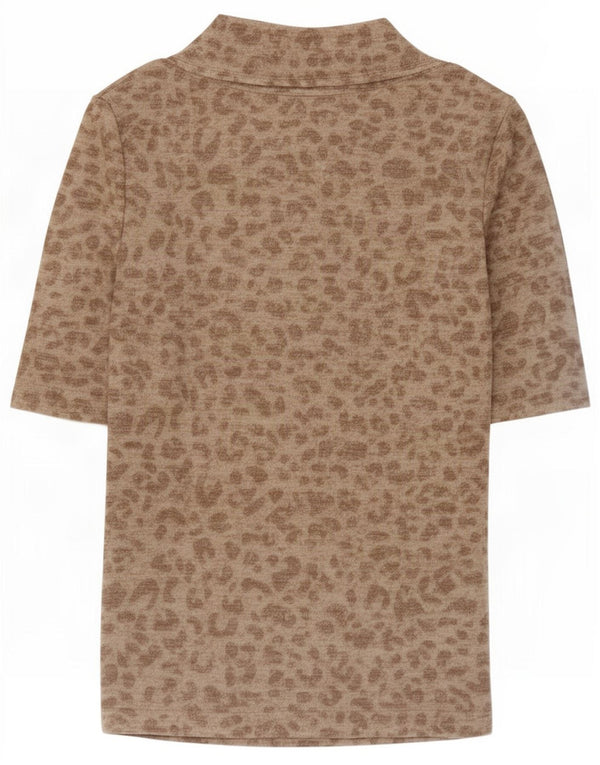 Blusa feminina Marks & Spencer Reino Unido 6 XS Bege Animal Print Viscose