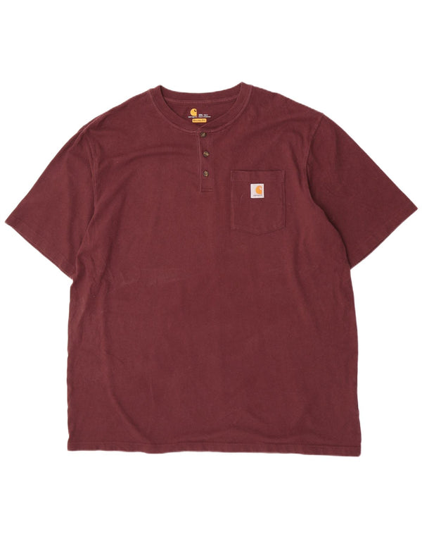 Carhartt Mens Tall Original Fit Camiseta Top 2XL Algodão Borgonha