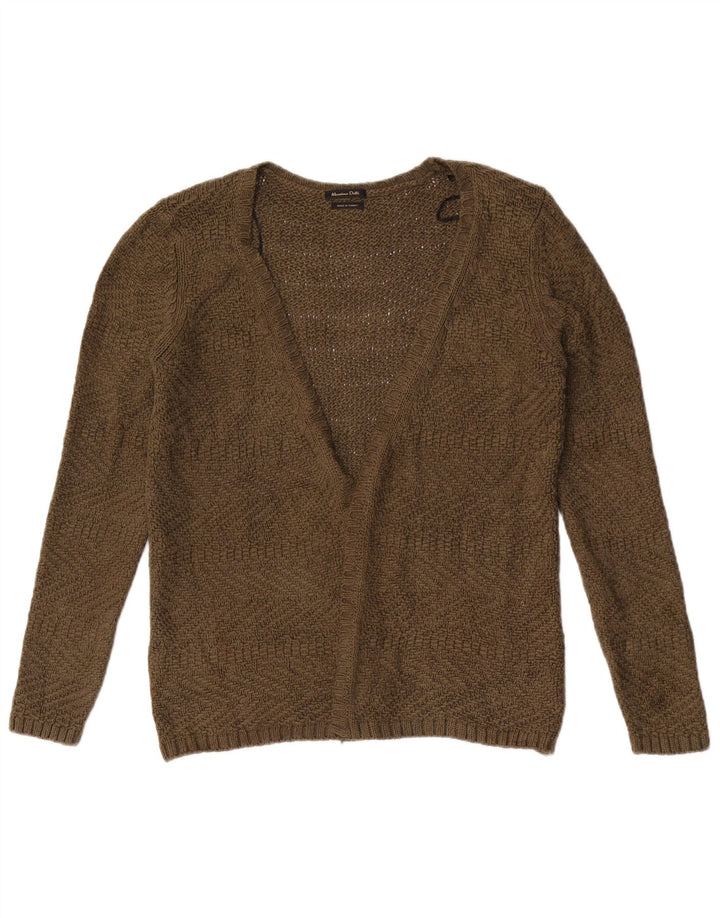 Suéter de cardigã aberto feminino Massimo Dutti Reino Unido 12 médio cáqui