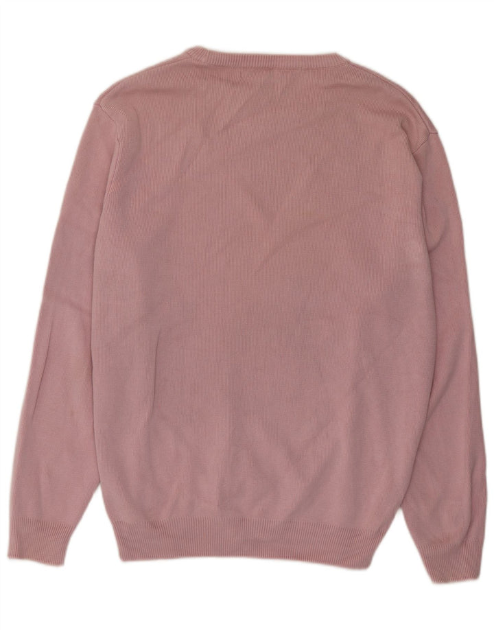 Zara Suéter masculino com gola redonda e algodão rosa médio