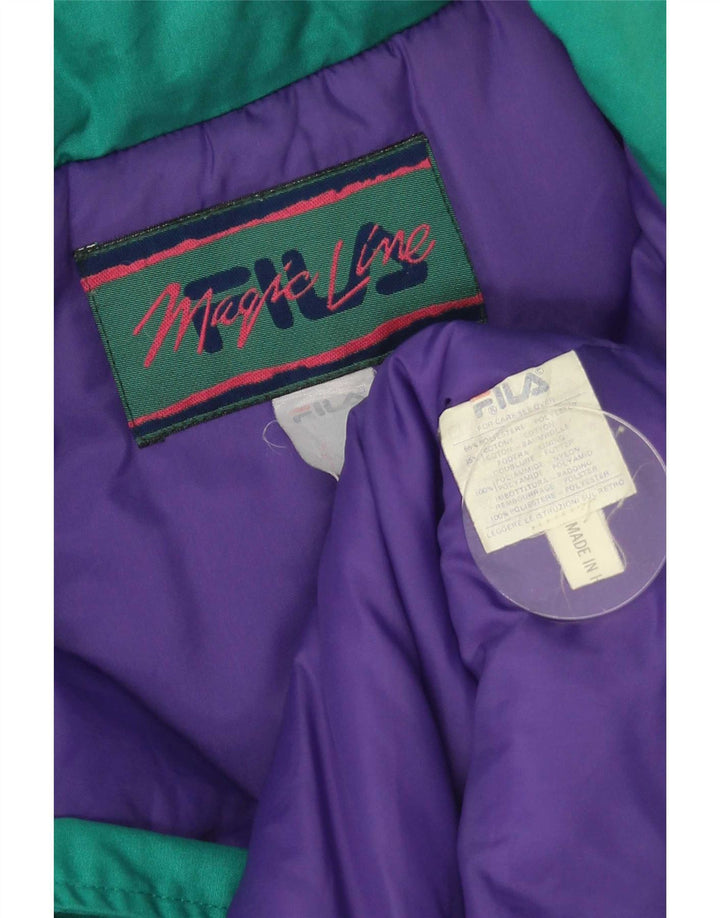 Jaqueta acolchoada com capuz masculino Fila IT 46 poliéster verde pequeno