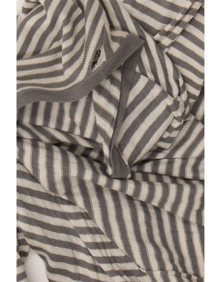Suéter cardigã assimétrico Zara Longline feminino Reino Unido 12 listrado cinza médio