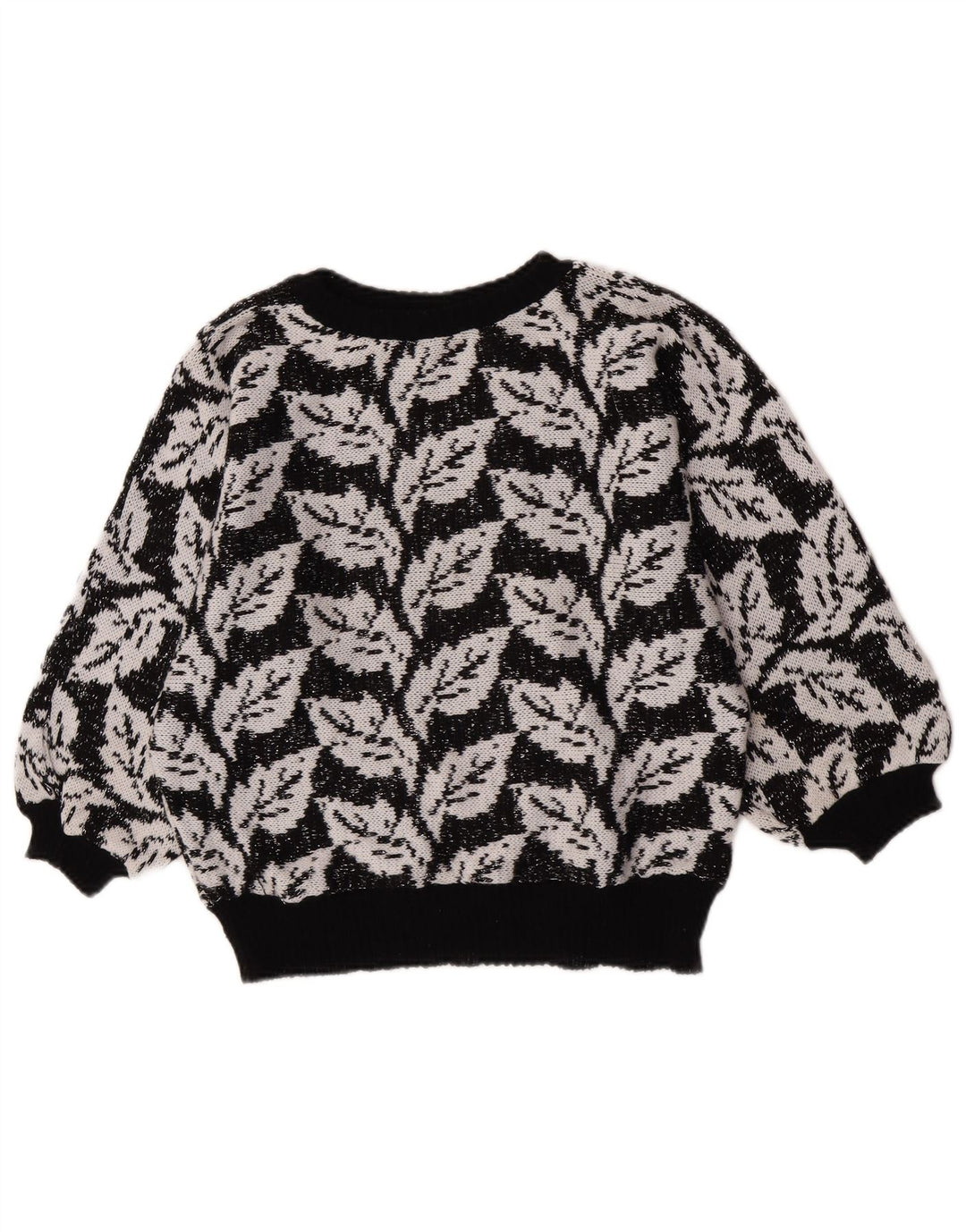 Suéter feminino vintage com estampa abstrata e gola redonda Reino Unido 14 médio preto