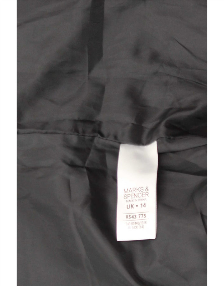 Jaqueta blazer feminina de 4 botões da Marks & Spencer Reino Unido 14 poliéster preto médio