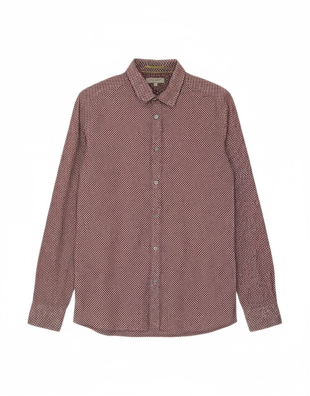 Camisa masculina TED BAKER tamanho 3 algodão geométrico médio Borgonha