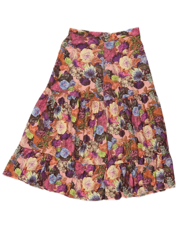 Saia feminina vintage em camadas W24 XS floral multicolorido