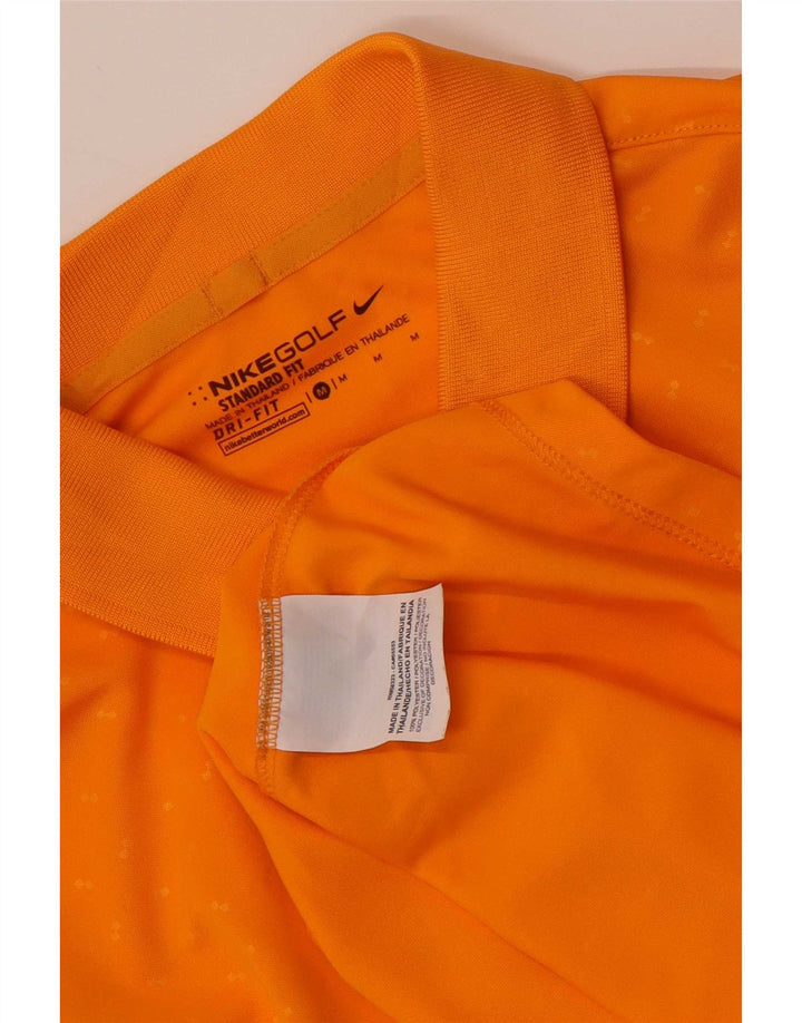 Camisa polo masculina Nike Dri Fit Standard Fit poliéster manchado laranja médio