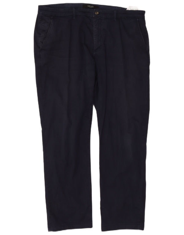 Liu Jo Calça Chino Masculina Reta IT 56 3XL W38 L29 Algodão Azul Marinho