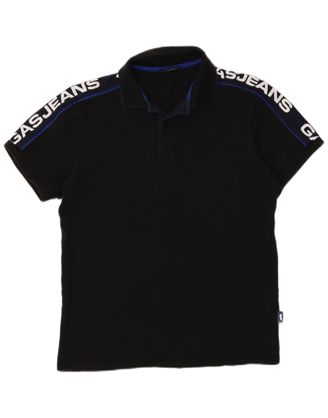 Camisa polo gráfica masculina Gas médio preto colorblock algodão