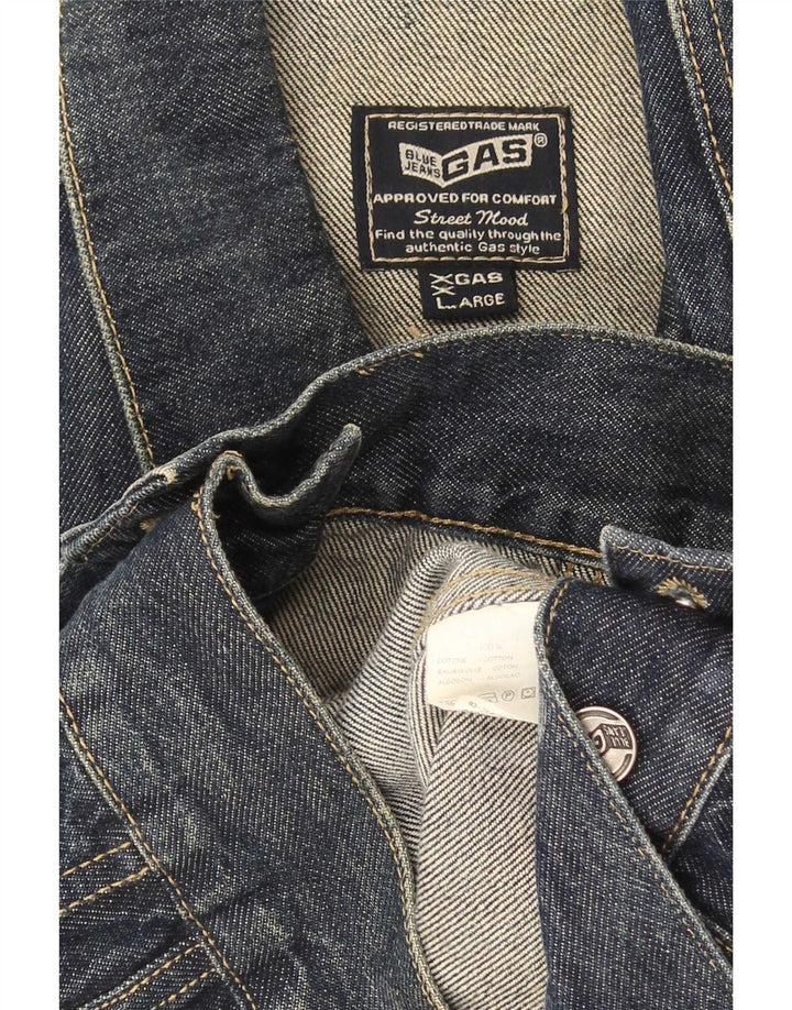 Jaqueta jeans masculina Gas UK 44 2XL algodão azul marinho